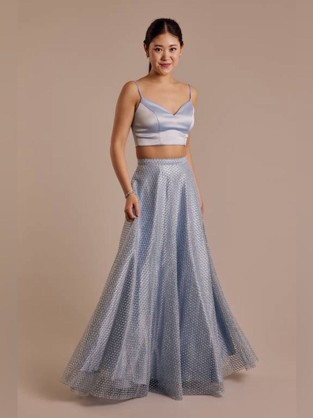 CRYSTAL DOLL
Two-Piece Ball Gown and Lace-Up Top Set